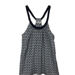 #3685-1 7 For All Mankind Silk Racerback Top Tank Braided Strap Knit Pattern